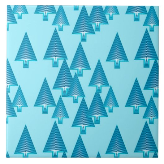 Moderne kerstbomen met metaal - hemelblauw tegeltje (Voorkant)