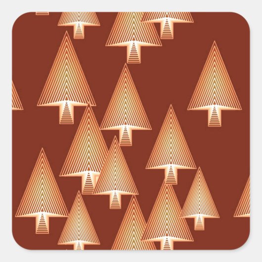 Moderne kerstbomen met metaal - koper vierkante sticker (Voorkant)