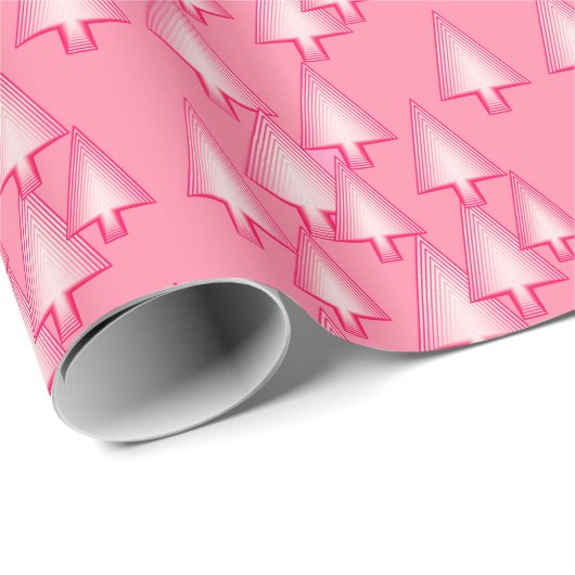 Moderne kerstbomen met metaal - koraalroze cadeaupapier (Rol Hoek)
