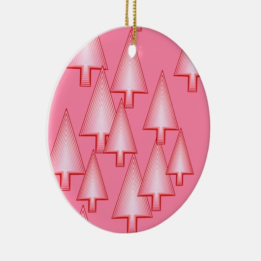 Moderne kerstbomen met metaal - koraalroze keramisch ornament (Rechts)