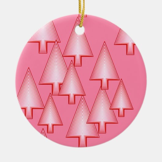Moderne kerstbomen met metaal - koraalroze keramisch ornament (Voorkant)