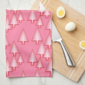 Moderne kerstbomen met metaal - koraalroze theedoek (Quarter Fold)