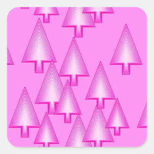 Moderne kerstbomen met metaal - orchidee roze vierkante sticker