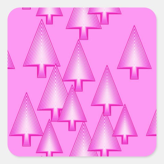 Moderne kerstbomen met metaal - orchidee roze vierkante sticker (Voorkant)
