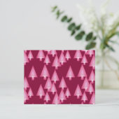 Moderne kerstbomen met metaal - roze en wijn feestdagenkaart (Staand voorkant)