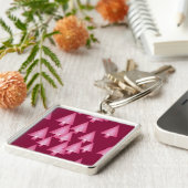 Moderne kerstbomen met metaal - roze en wijn sleutelhanger (Zijkant)