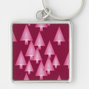 Moderne kerstbomen met metaal - roze en wijn sleutelhanger