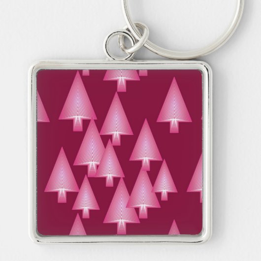 Moderne kerstbomen met metaal - roze en wijn sleutelhanger (Voorkant)