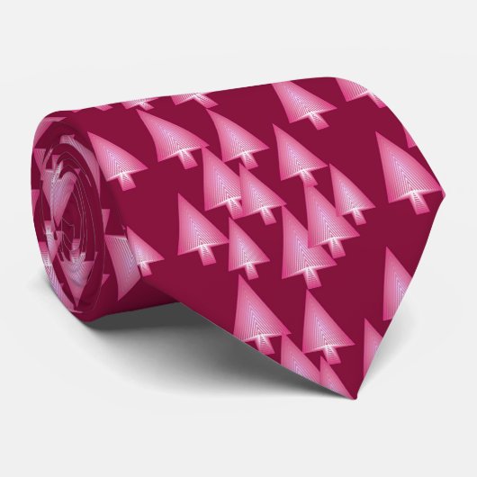 Moderne kerstbomen met metaal - roze en wijn stropdas (Opgerold)