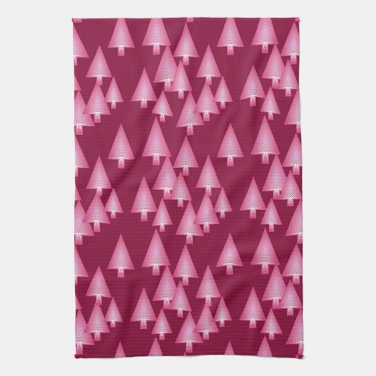 Moderne kerstbomen met metaal - roze en wijn theedoek (Verticaal)