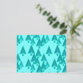 Moderne kerstbomen met metaal - turkooizen feestdagenkaart (Staand voorkant)