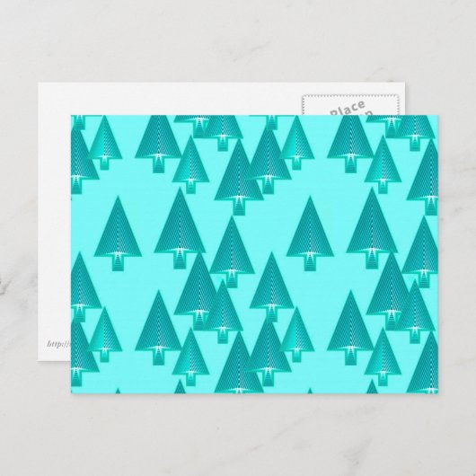 Moderne kerstbomen met metaal - turkooizen feestdagenkaart (Voorkant / Achterkant)