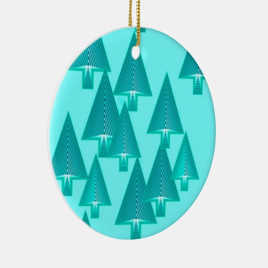 Moderne kerstbomen met metaal - turkooizen keramisch ornament (Rechts)