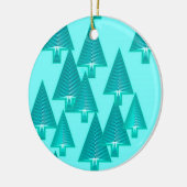 Moderne kerstbomen met metaal - turkooizen keramisch ornament (Links)