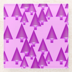 Moderne kerstbomen met metaal - violet glazen onderzetter