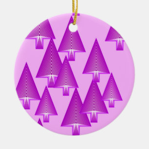 Moderne kerstbomen met metaal - violet paars keramisch ornament