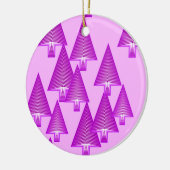 Moderne kerstbomen met metaal - violet paars keramisch ornament (Links)