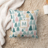 Moderne Kerstbomen met Monogram in een landelijke  Kussen (Deken)