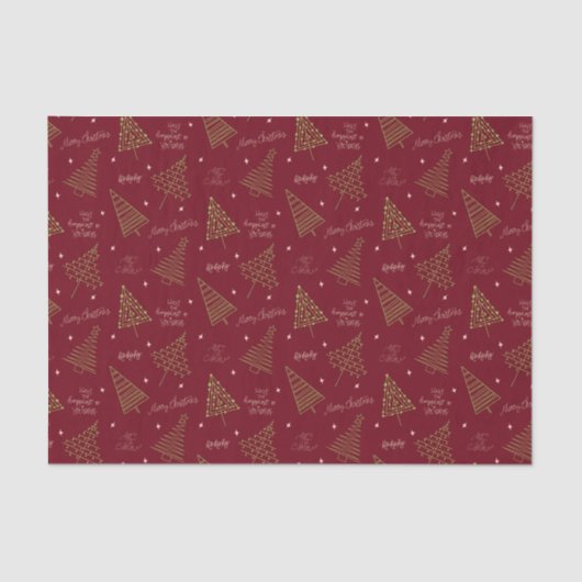 Moderne kerstbomen met seizoensgroeten rood tissuepapier (Voorkant)