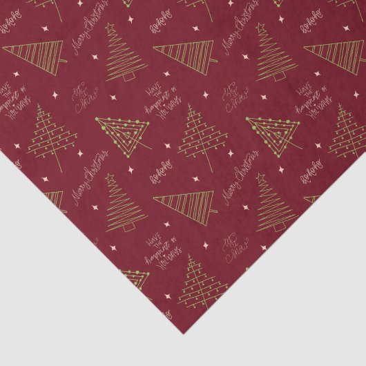 Moderne kerstbomen met seizoensgroeten rood tissuepapier (Detail)