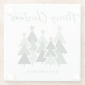 Moderne kerstbomen met vakantiehandschrift glazen onderzetter (Achterkant)