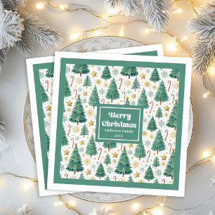 Moderne kerstbomen Minimalistische papieren servet