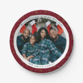 Moderne kerstbomen Nieuwjaar Foto's en groeten Papieren Bordje (Voorkant)