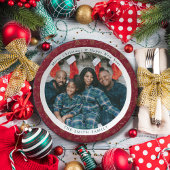 Moderne kerstbomen Nieuwjaar Foto's en groeten Papieren Bordje