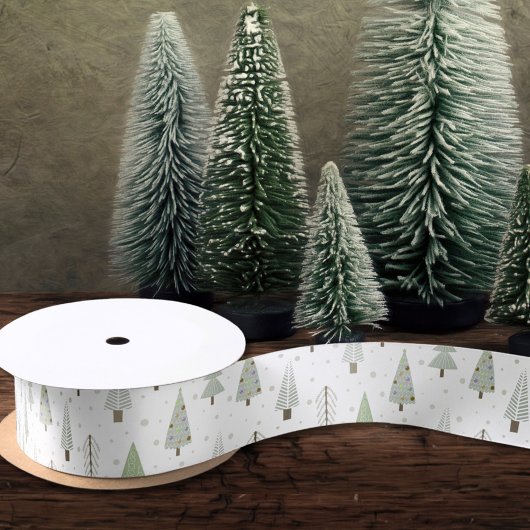 Moderne kerstbomen Olive Green Satijnen Lint