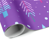 Moderne kerstbomen Paars roze blauw patroon Cadeaupapier (Rol Hoek)
