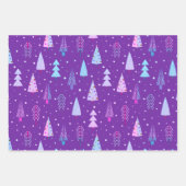 Moderne kerstbomen Paars roze patroon Inpakpapier Vel (Voorkant)