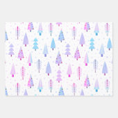 Moderne kerstbomen Paars roze patroon Inpakpapier Vel (Voorkant)