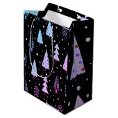 Moderne kerstbomen Paars roze zwart Medium Cadeauzakje (Achterkant Gekanteld)