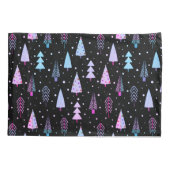 Moderne kerstbomen Paars roze zwarte patroon Kussensloop (Achterkant)