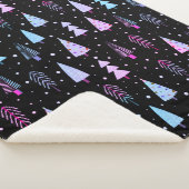 Moderne kerstbomen Paars roze zwarte patroon Sherpa Deken (3/4)