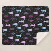 Moderne kerstbomen Paars roze zwarte patroon Sherpa Deken (Voorkant (horizontaal))