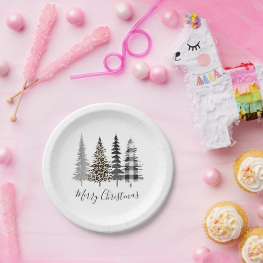 Moderne kerstbomen papieren bordje (Feest)