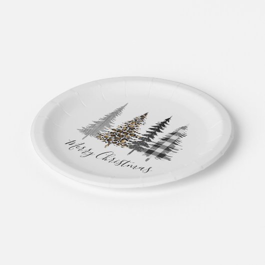 Moderne kerstbomen papieren bordje (Gekanteld)