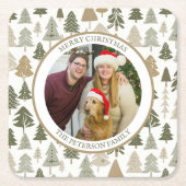 Moderne kerstbomen patroon Familiefoto Kartonnen Onderzetters (Voorkant)