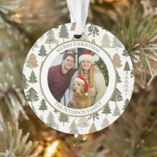 Moderne kerstbomen patroon Familiefoto Ornament