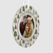 Moderne kerstbomen patroon Familiefoto Ornament (voorkant)