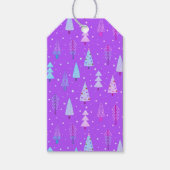 Moderne kerstbomen Patroon Paarse roze blauw Cadeaulabel (Voorkant)