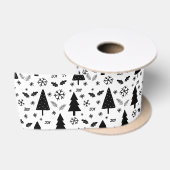 Moderne Kerstbomen Patroon Satijnen Lint (Spoel)