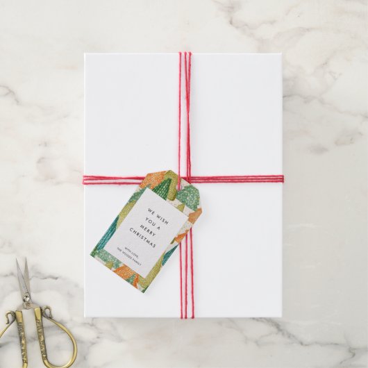 Moderne Kerstbomen Patroon Vakantie Cadeaulabel (Met Touw)