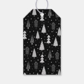 Moderne Kerstbomen Patroon Zilver Grijs Zwart Cadeaulabel (Voorkant)