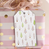 Moderne kerstbomen Pattern Pink Mauve Cadeaulabel