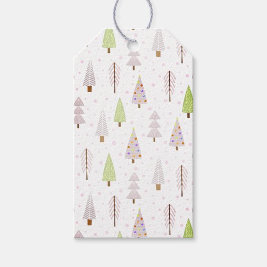 Moderne kerstbomen Pattern Pink Mauve Cadeaulabel (Voorkant)
