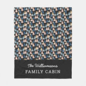 Moderne kerstbomen perzik en grijs patroon fleece deken (Voorkant)