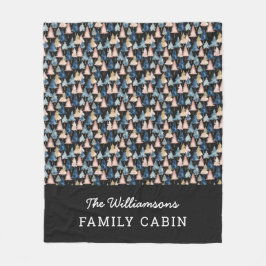 Moderne kerstbomen perzik en grijs patroon fleece deken