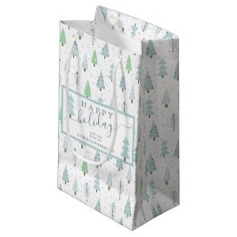 Moderne kerstbomen PRETTIGE FEESTDAGEN Script Blue Klein Cadeauzakje